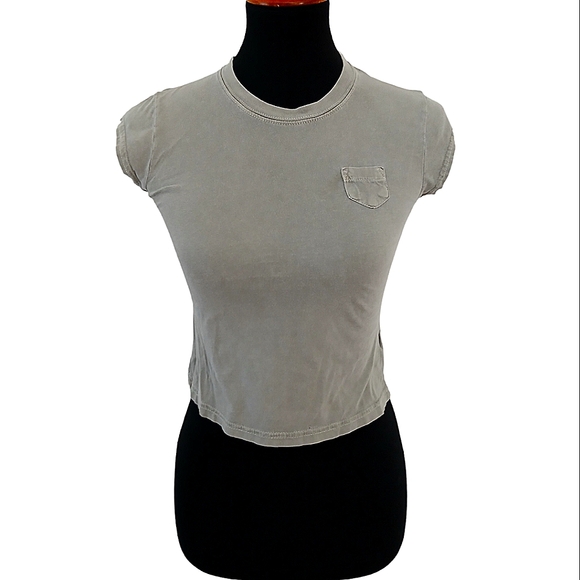 Guess Tops - Vintage Guess Shrunken Pocket Tee Women's T-shirt Size Small Faded Olive Green